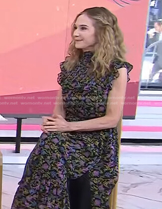 Holly Hunter's black floral ruffle dress on Today
