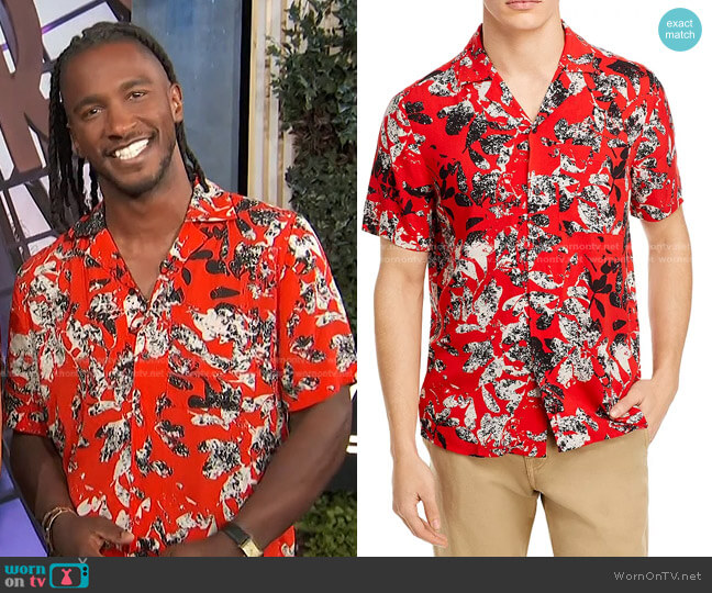 Ellino Floral Print Camp Shirt by Hugo worn by Scott Evans  on Access Hollywood