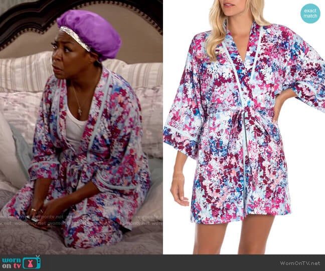 In Bloom by Jonquil Printed 3/4 Sleeve Wrap Robe worn by Tina Butler (Tichina Arnold) on The Neighborhood