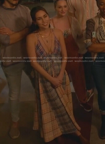 Isabella’s mixed plaid maxi dress on Good Trouble