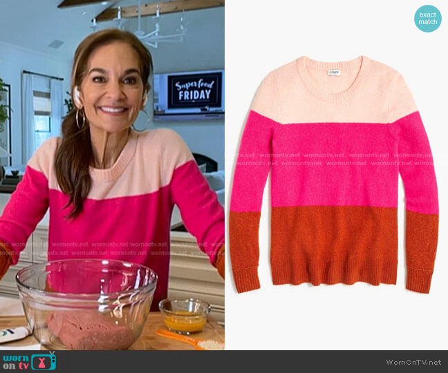 Colorblock Crewneck Sweater by J. Crew worn by Joy Bauer on Today