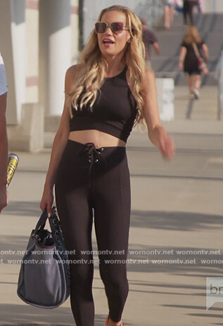 Jackie’s black crop top and leggings on The Real Housewives of New Jersey