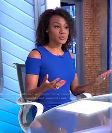 Janai's blue cold-shoulder dress on Good Morning America