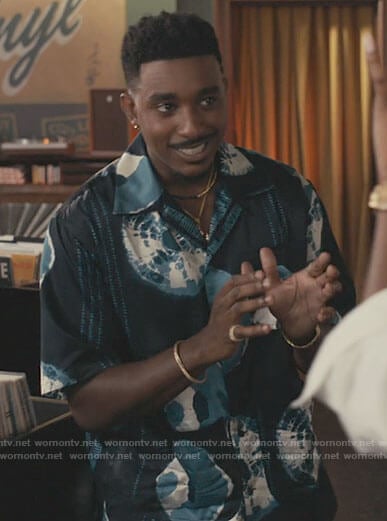 Jazz's balck and blue printed shirt on Bel-Air