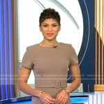 Jericka’s beige belted dress on CBS Evening News