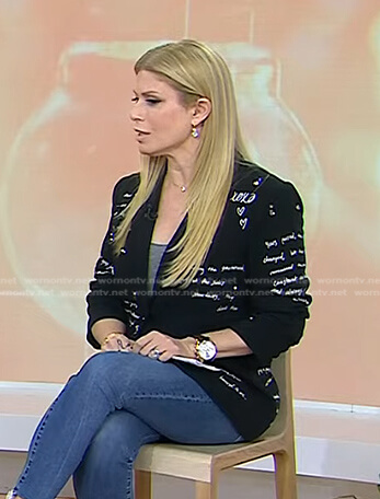 Jill’s black embellished printed blazer on Today