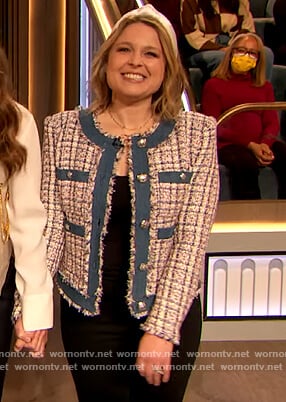 Joanna Teplin’s tweed jacket on The Drew Barrymore Show