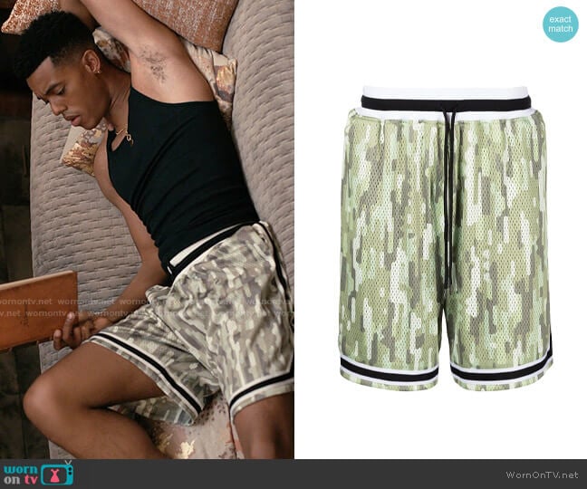 John Elliott Game abstract-print running shorts worn by Will Smith (Jabari Banks) on Bel-Air