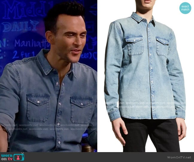 John Varvatos Marshall Denim Shirt worn by Max (Cheyenne Jackson) on Call Me Kat