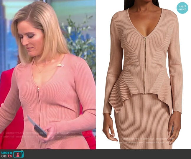 Helena Rib-Knit Zip Cardigan by Jonathan Simkhai worn by Sara Haines on The View