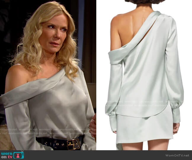 Jonathan Simkhai Alice Blouse worn by Brooke Logan (Katherine Kelly Lang) on The Bold and the Beautiful