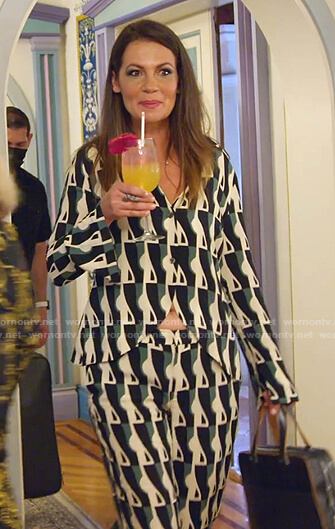 Julia's geometric print jacket and pants on The Real Housewives of Miami