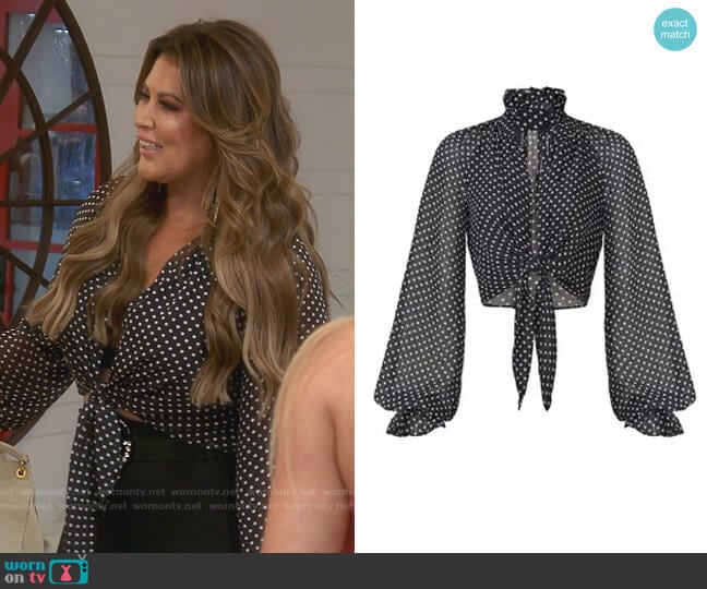 Gaining Traction Polka Dot Top by Katie May worn by Emily Simpson on The Real Housewives of Orange County