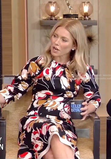 Kelly's black tulip print dress on Live with Kelly and Ryan