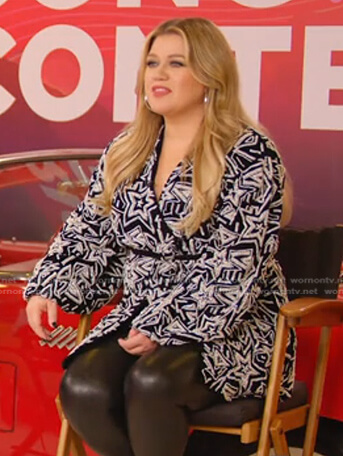 Kelly Clarkson’s black embellished star wrap dress on Today