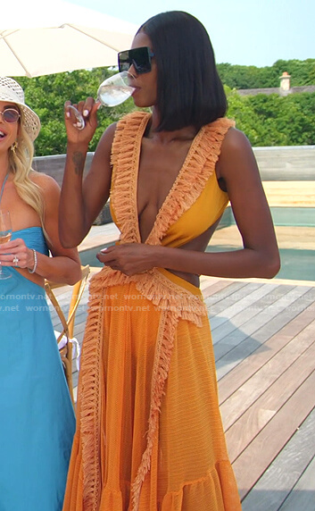 Kiki’ Orange fringed cutout dress on The Real Housewives of Miami