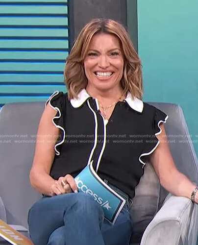 Kit’s black ruffle top on Access Hollywood