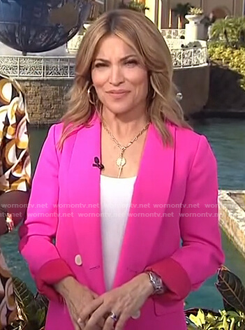 Kit’s pink double breasted blazer on Access Hollywood