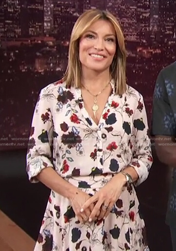 Kit's white floral shirtdress on Access Hollywood