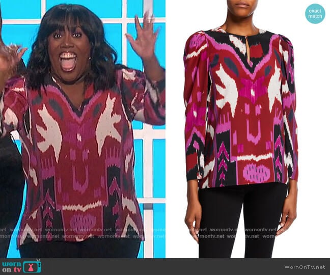 Catt Abstract Silk Blouse by Kobi Halperin worn by Sheryl Underwood on The Talk