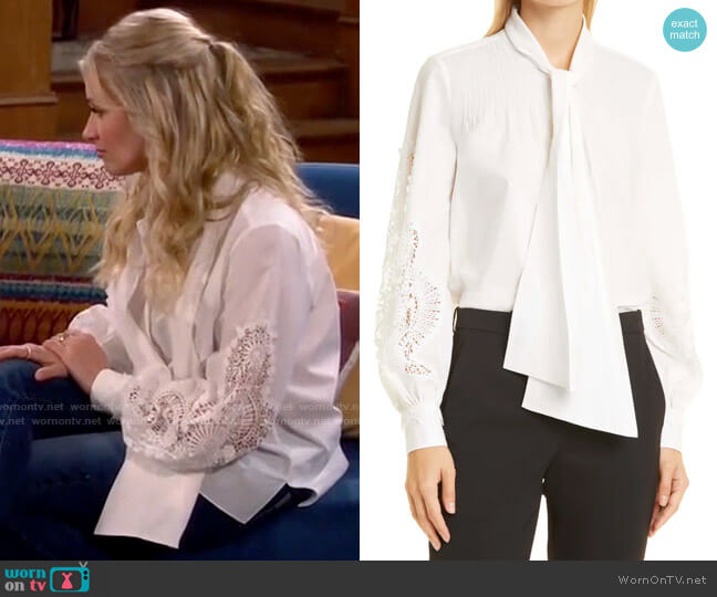 Kobi Halperin Kinsley Blouse worn by Gemma (Beth Behrs) on The Neighborhood