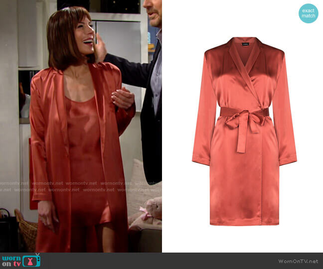 La Perla Belted silk robe worn by Taylor Hayes (Krista Allen) on The Bold and the Beautiful