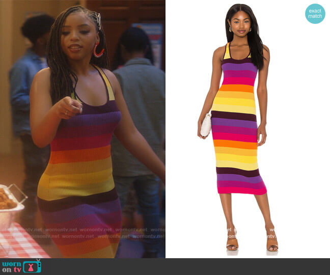Ribbed Dress by Le Superbe worn by Jazlyn Forster (Chloe Bailey) on Grown-ish