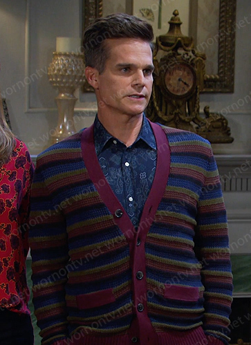 Leo’s multicolor striped cardigan on Days of our Lives