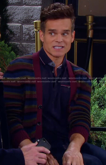 Leo’s multicolor striped cardigan on Days of our Lives