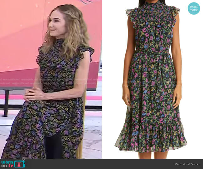 WornOnTV: Holly Hunter’s black floral ruffle dress on Today | Clothes ...