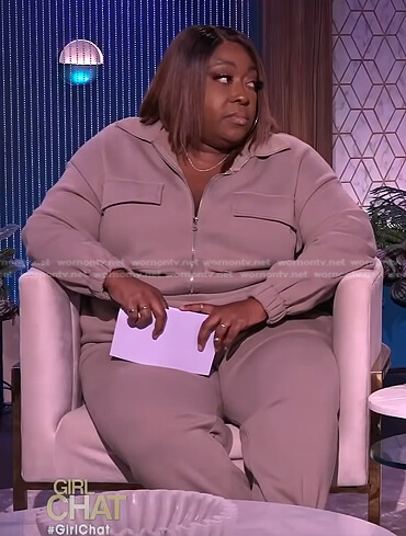 Loni's zip front cargo jumpsuit on The Real