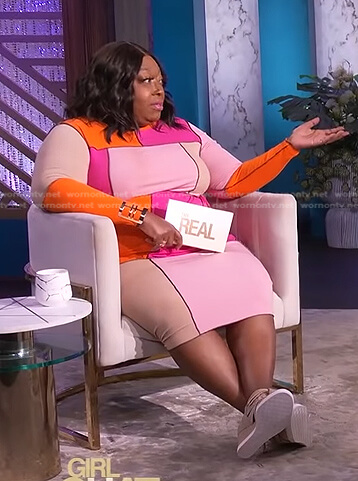 Loni’s pink colorblock dress on The Real
