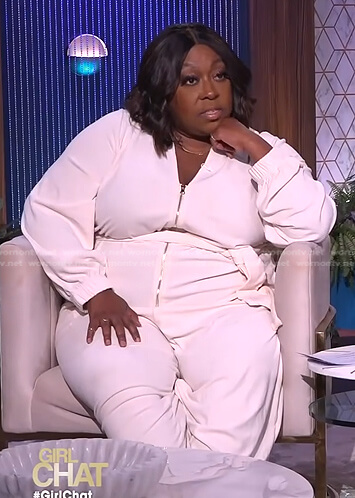 Loni’s ivory corduroy jumpsuit on The Real