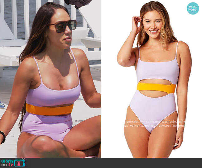 Color Block Maxwell Cutout One Piece Swimsuit by L*Space worn by Melissa Gorga  on The Real Housewives of New Jersey