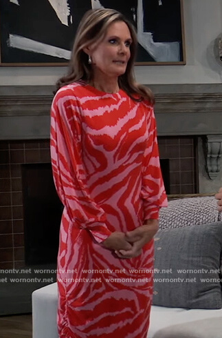 Lucy’s red zebra print dress on General Hospital