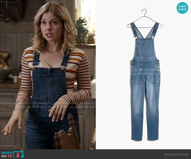 Madewell Skinny Crop Overalls worn by Sam (Rose McIver) on Ghosts