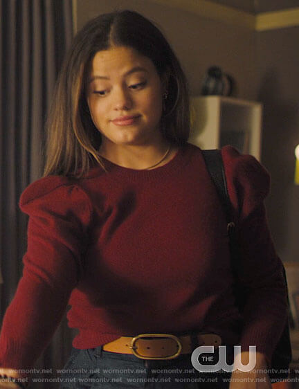 Maggie's red puff sleeve sweater on Charmed