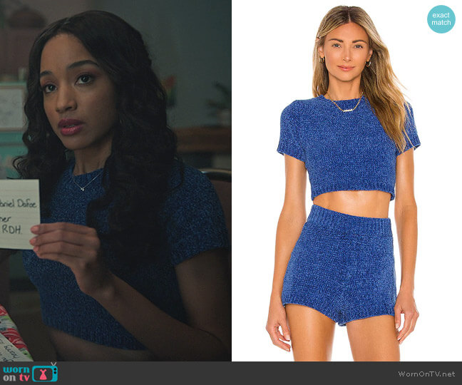 Denitza Chenille Top by Majorelle worn by Kyra Leroux on Riverdale worn by Tabitha Tate (Erinn Westbrook) on Riverdale