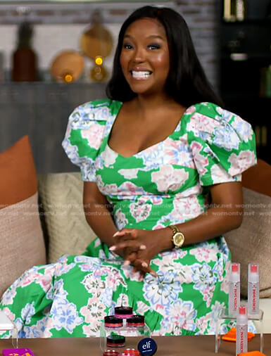 Makho’s green floral puff sleeve dress on Today