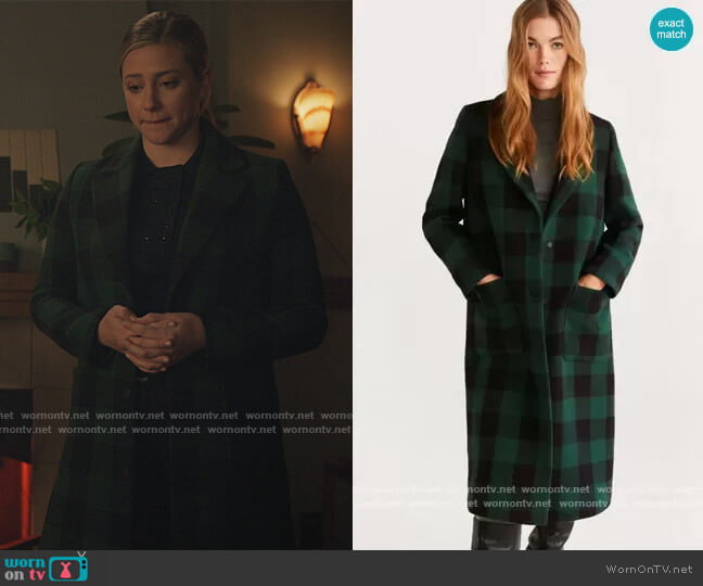 Checked Structured Coat by Mango worn by Betty Cooper (Lili Reinhart) on Riverdale