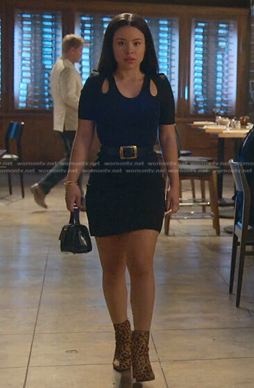 Mariana's black cutout mini dress on Good Trouble