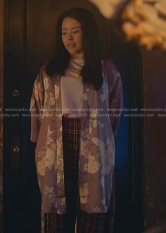 Mariana's purple floral robe on Good Trouble