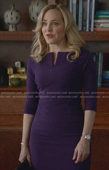 Marissa's purple split-neck dress on Bull