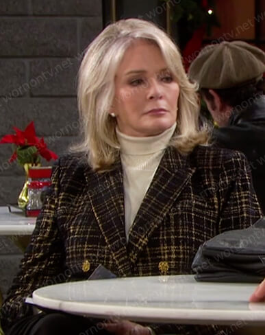 Marlena’s metallic plaid blazer on Days of our Lives