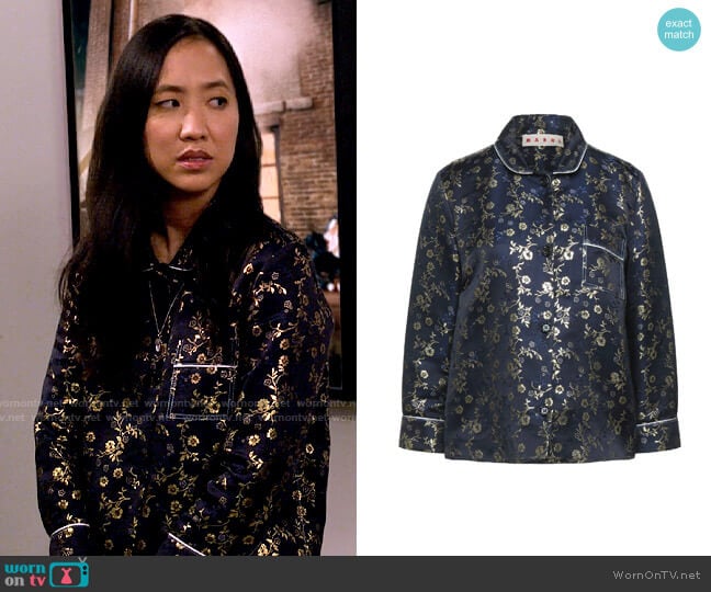 Marni Floral Jacquard Shirt worn by Ellen (Tien Tran) on How I Met Your Father