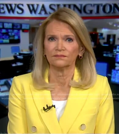 Martha Raddatz’s yellow double breasted blazer on Good Morning America