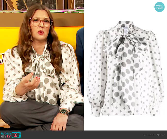 Eschilo blouse by Max Mara worn by Drew Barrymore on The Drew Barrymore Show