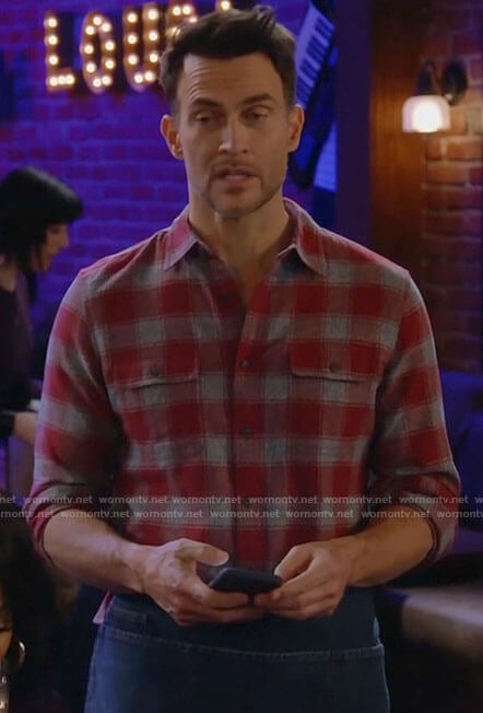 Max's red checked shirt on Call Me Kat