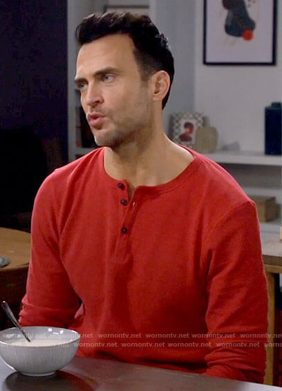 Max's red henley shirt on Call Me Kat