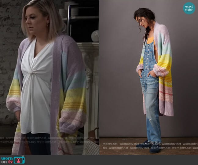 Kimmie Ombre Duster Cardigan by Anthropologie worn by Maxie Jones (Kirsten Storms) on General Hospital